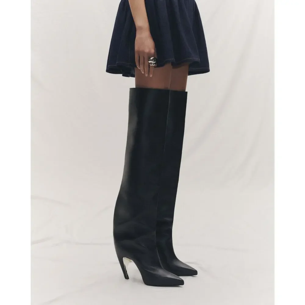 Alexander McQueen Armadillo over the knee black leather boots size 39